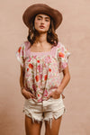 BIBI Floral Print Mix And Match Square Neck Top