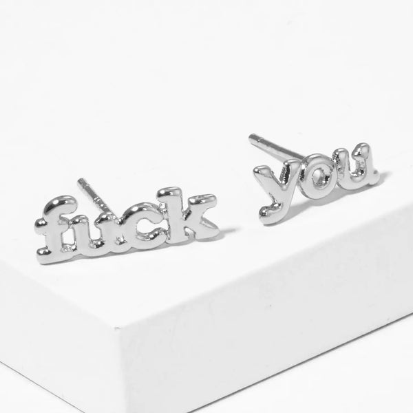 Lettering Gold Dipped Post Earrings - 2 Colors