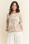 Davi & Dani Military Print Knit Long Sleeves Loose Fit Top