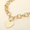 Hammered Metal Heart Charm Chunky Chain Toggle Necklace