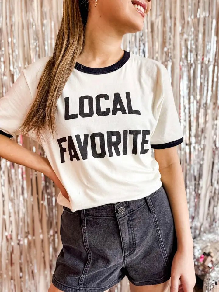 Local Favorite Ringer Shirt, Ringer Tee - Blush & Cactus
