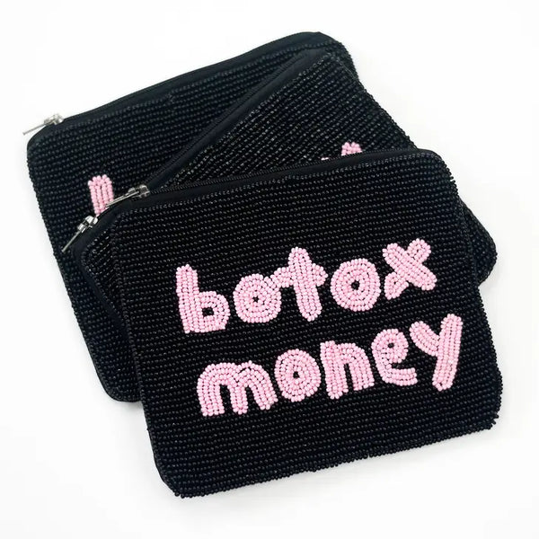 Botox Money Seed Bead Bag, Makeup Bag, Wallet