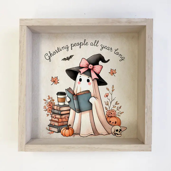 TOTE Cute Ghost Books Ghosting People All Year Long - Halloween