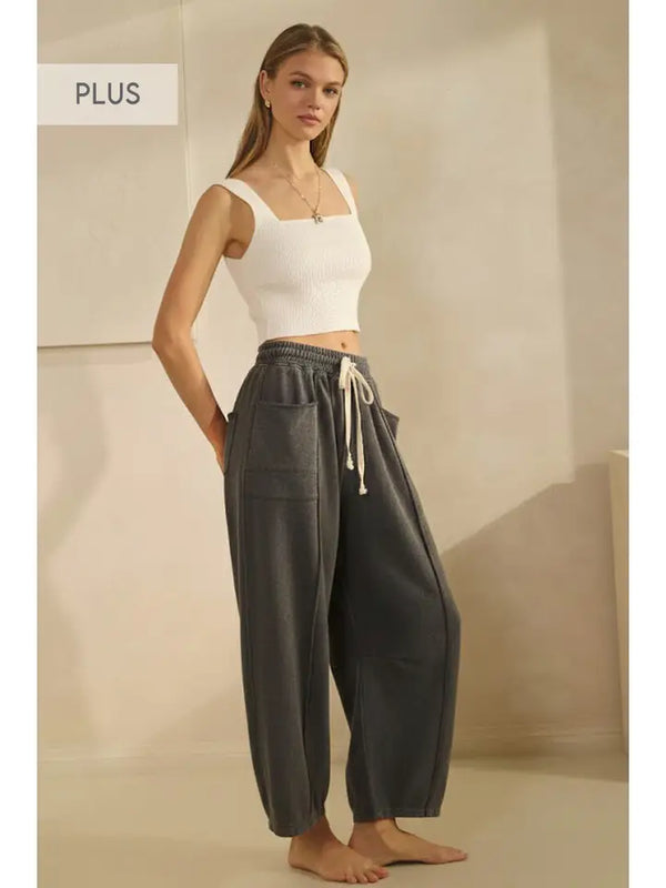 Oddi  Washed French Terry Pants - Curvy Size