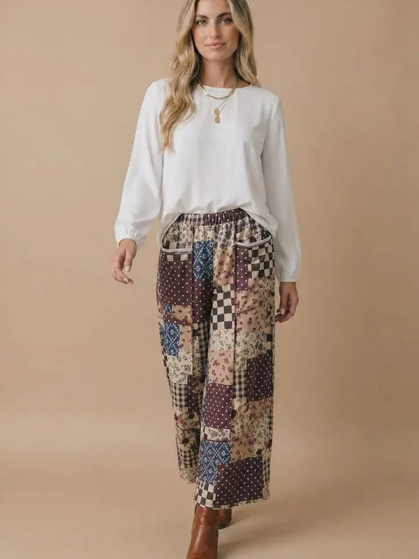 Patchwork Floral French Terry Pants