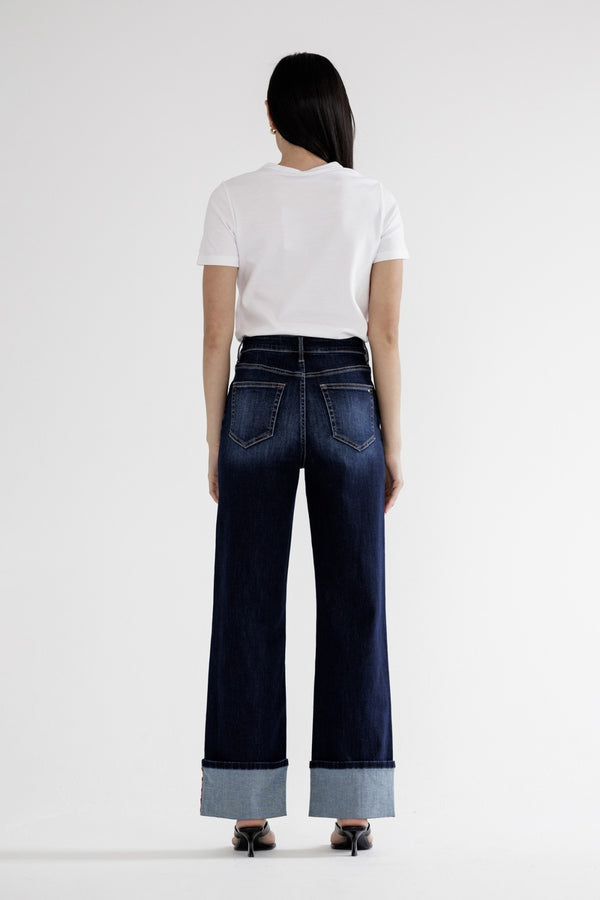 Mica High Rise Wide Leg With Cuff Hem