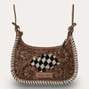 Handtooled Dannia Medium Purse Checkered Edition - Blush & Cactus