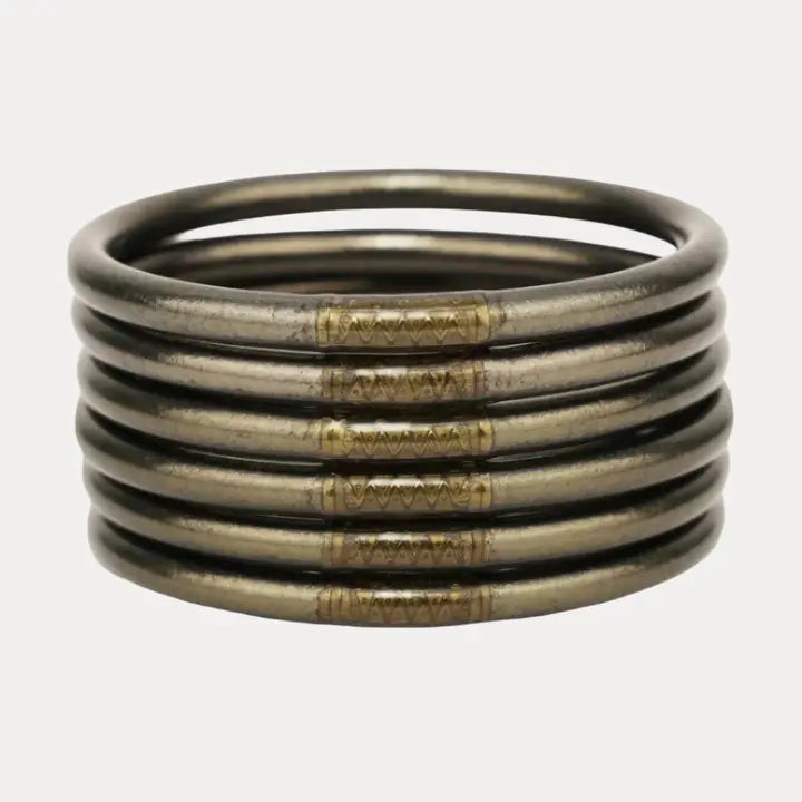 BudhaGirl Flint All Weather Bangles Set of 6 Serenity Prayer