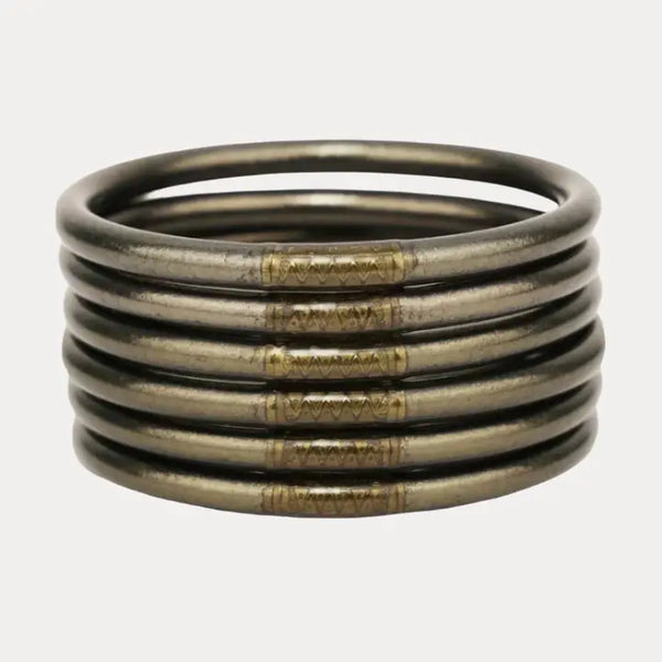 BudhaGirl Flint All Weather Bangles Set of 6 Serenity Prayer