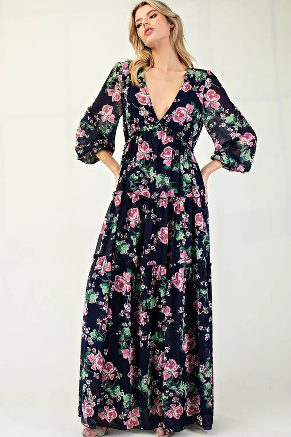Midnight Bloom Maxi Dress