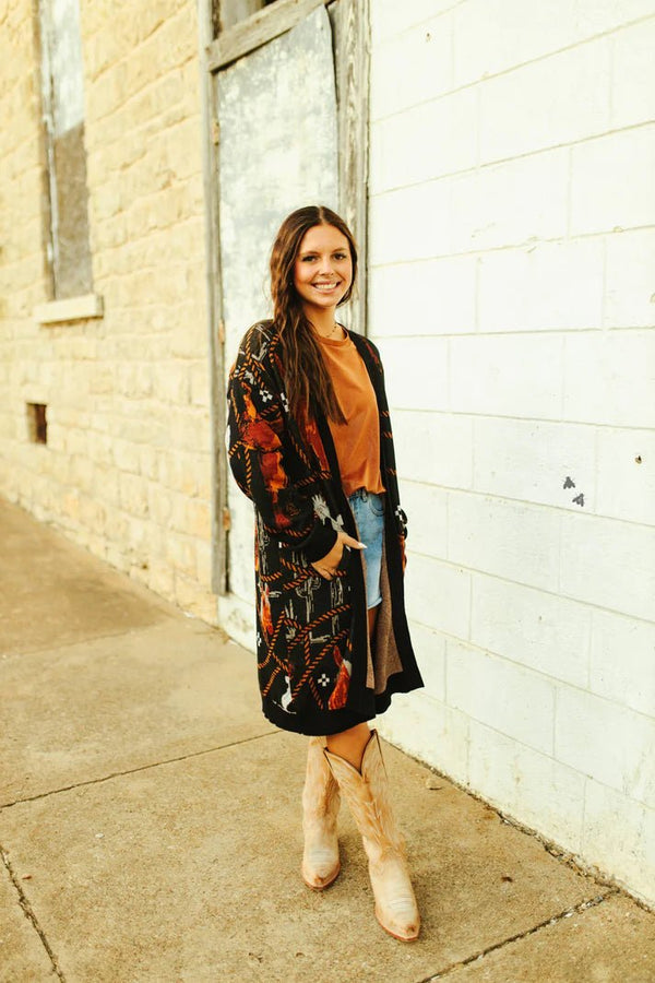 Roped in Style Cardigan - Blush & Cactus