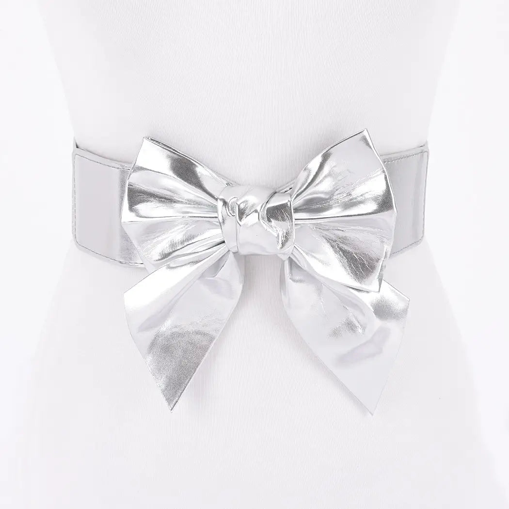 Faux Leather Ribbon Elastic Belt - Blush & Cactus