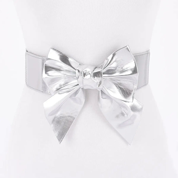 Faux Leather Ribbon Elastic Belt - Blush & Cactus