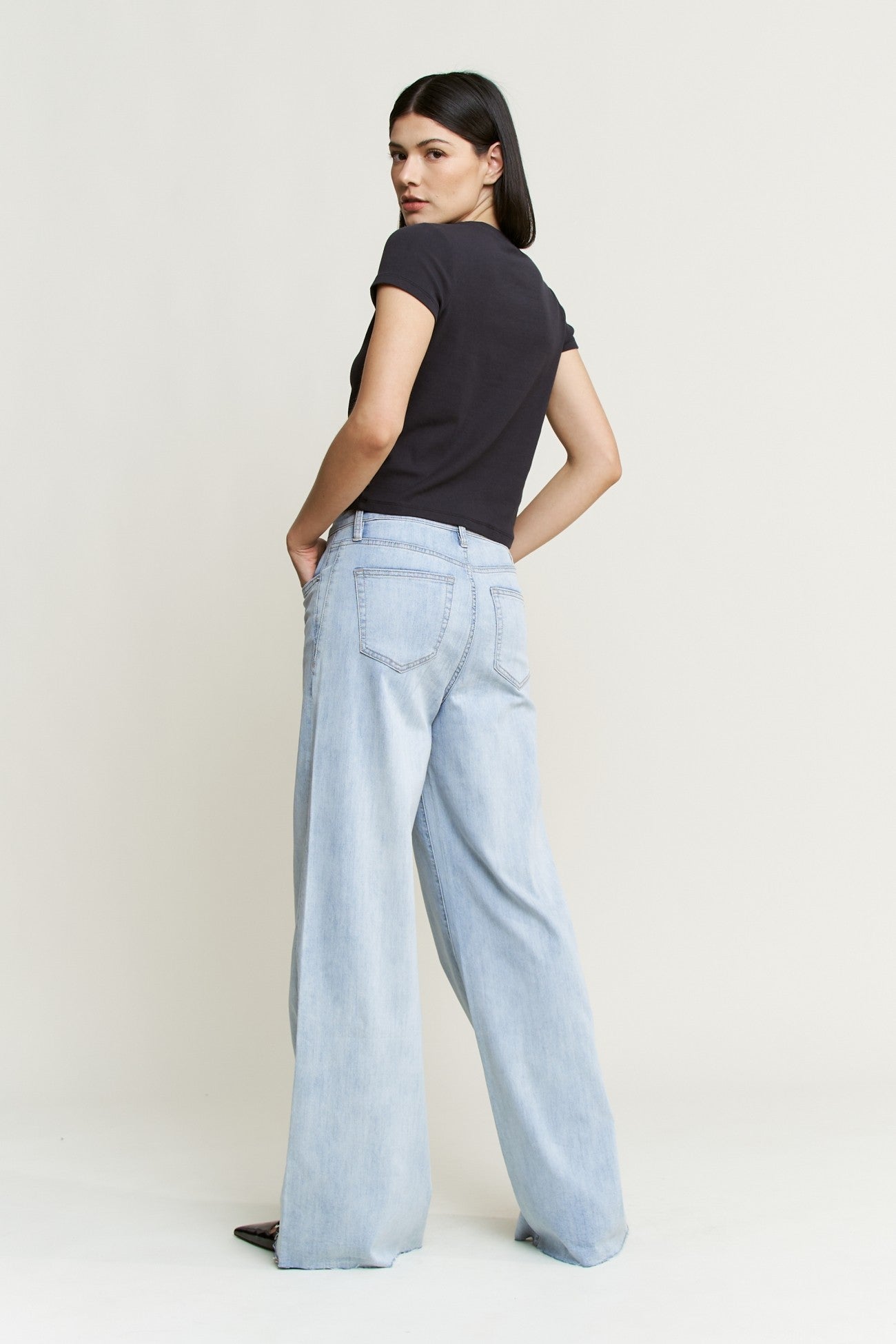 Mica Super High Wide Leg Raw Hem - Blush & Cactus