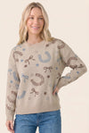 Western Lucky Girl Neutral Sweater