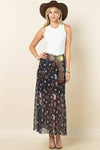 Western Mesh Maxi Skirt - Blush & Cactus