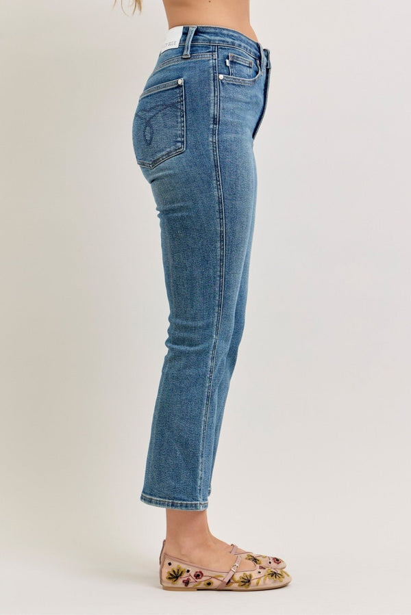 Judy Blue High Waist Tummy Control Kick Flare - Blush & Cactus