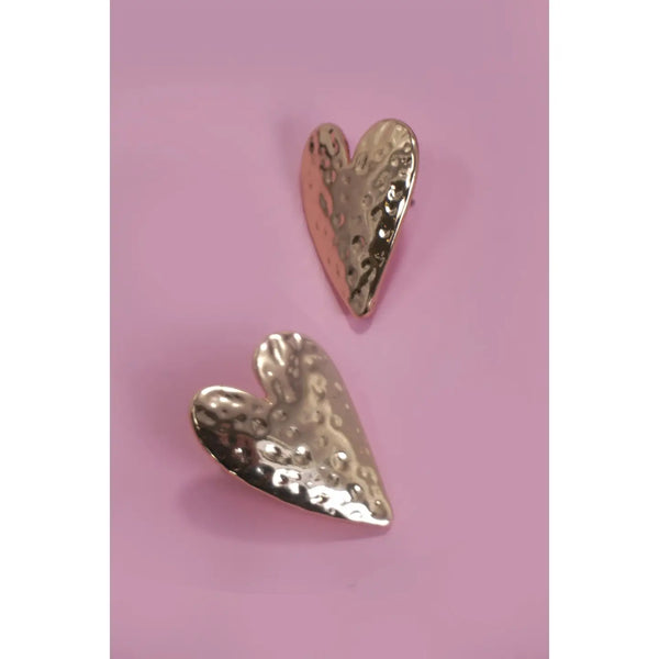 Hammered Heart Titanium Post Earrings