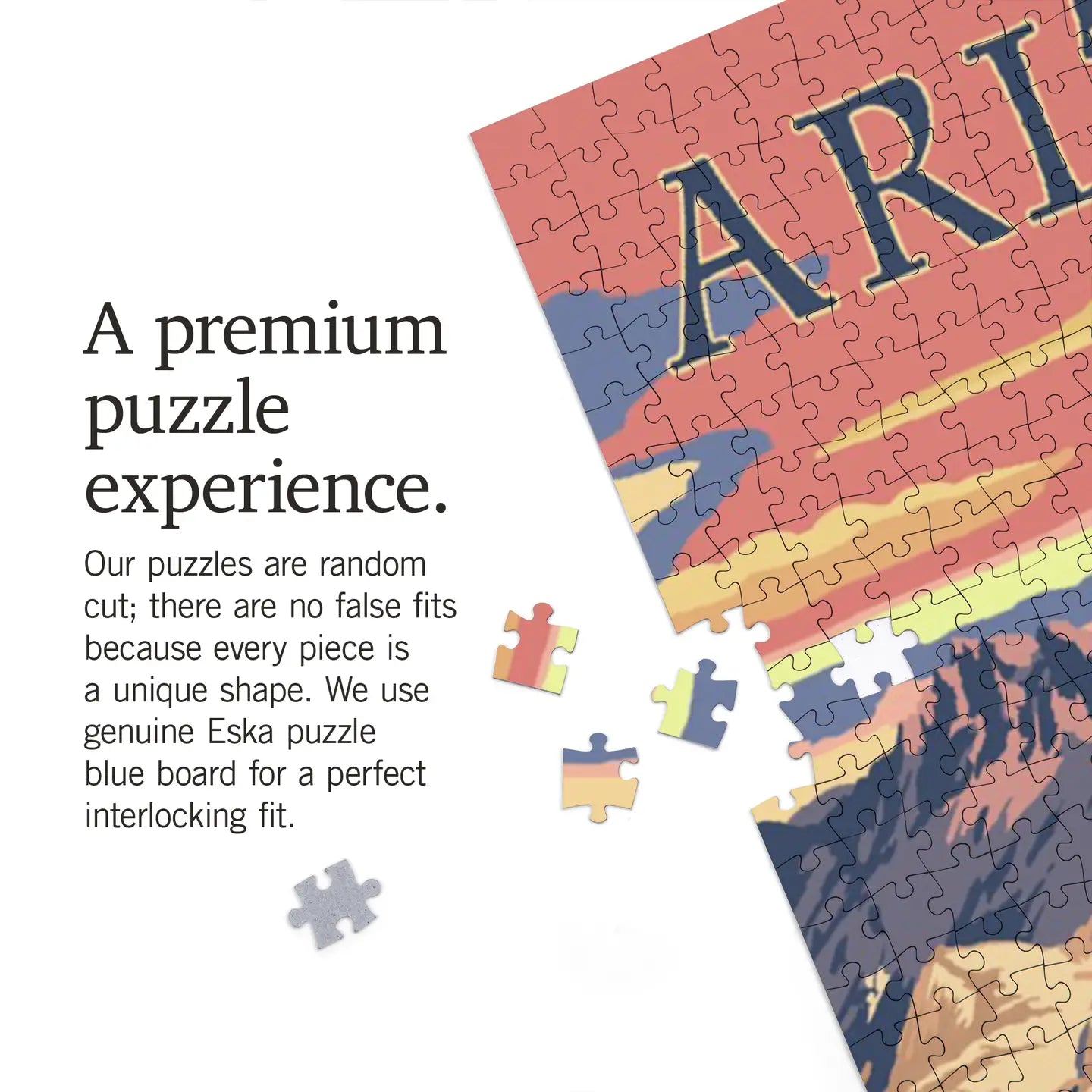 1000 Piece Puzzle Arizona, Desert Cactus Trail Sunset - Blush & Cactus