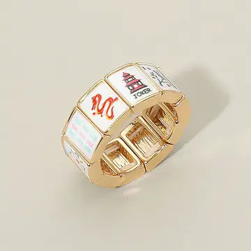 Geometric Mahjong Inspired Ring
