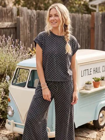 Mini Polka Dot Scuba Lounge Set - Blush & Cactus
