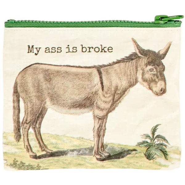 My Ass Is Broke Zipper Wallet - Blush & Cactus