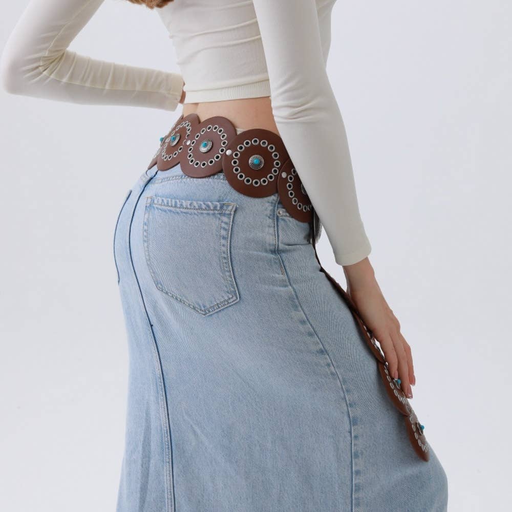WESTERN CIRCLE BELT TURQUOISE EMBELLISHED - Blush & Cactus