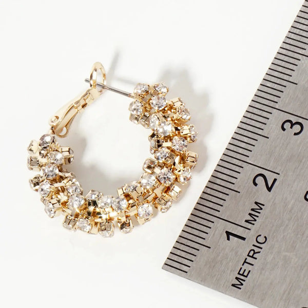 25mm 14K - Gold - Dipped Crystal Wrap Latch - Back Hoop Earrings - Blush & Cactus