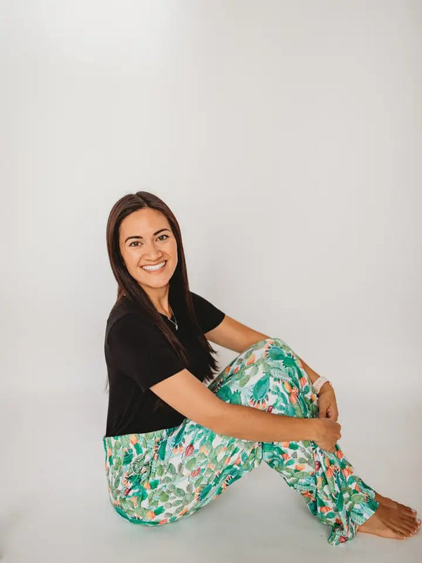 Floral Cactus Lounge Pants - Blush & Cactus