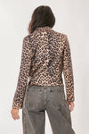 Davi & Dani Leopard Twill Moto Style Biker Jacket Outerwear
