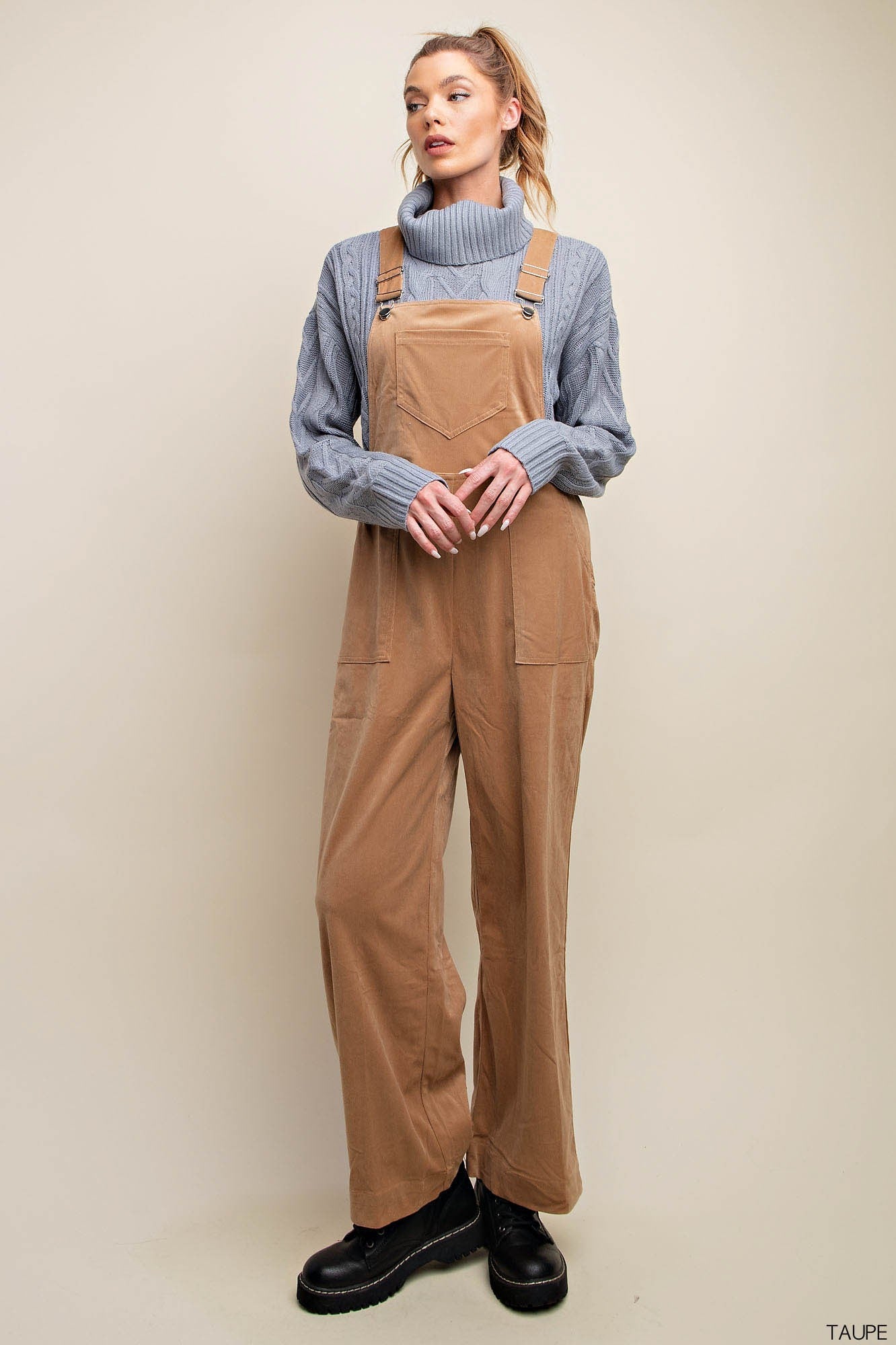 Soft Corduroy Fabric Side Zipper Overall -2 Colors