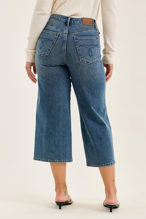 Judy Blue Hw "dottie" Wide Crop Md Quarry Fade