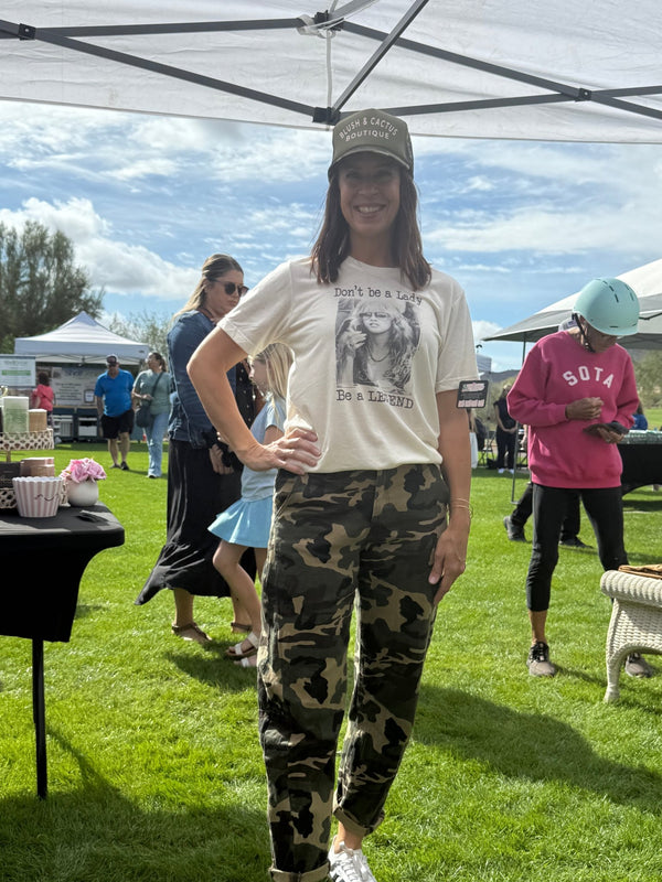 Don't Be A Lady, Be A Legend Empowering Graphic Tee - Blush & Cactus