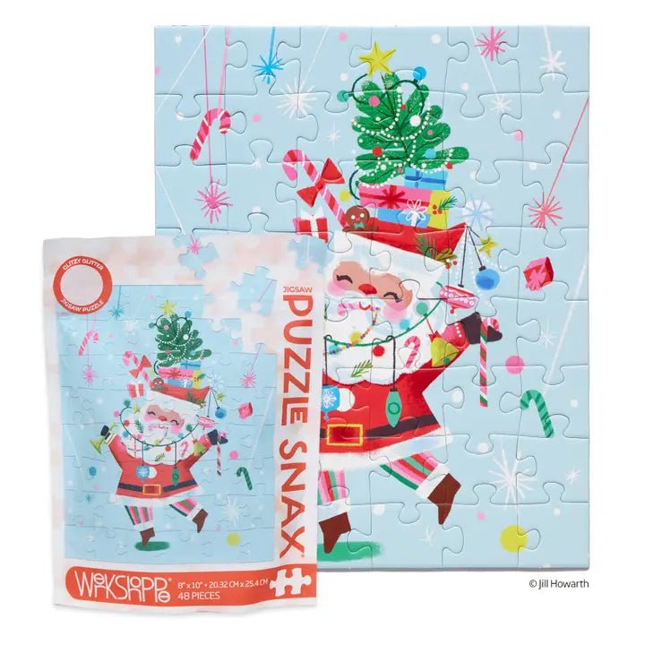 Fancy Pants Santa 48 Piece Christmas Puzzle Snax - Blush & Cactus