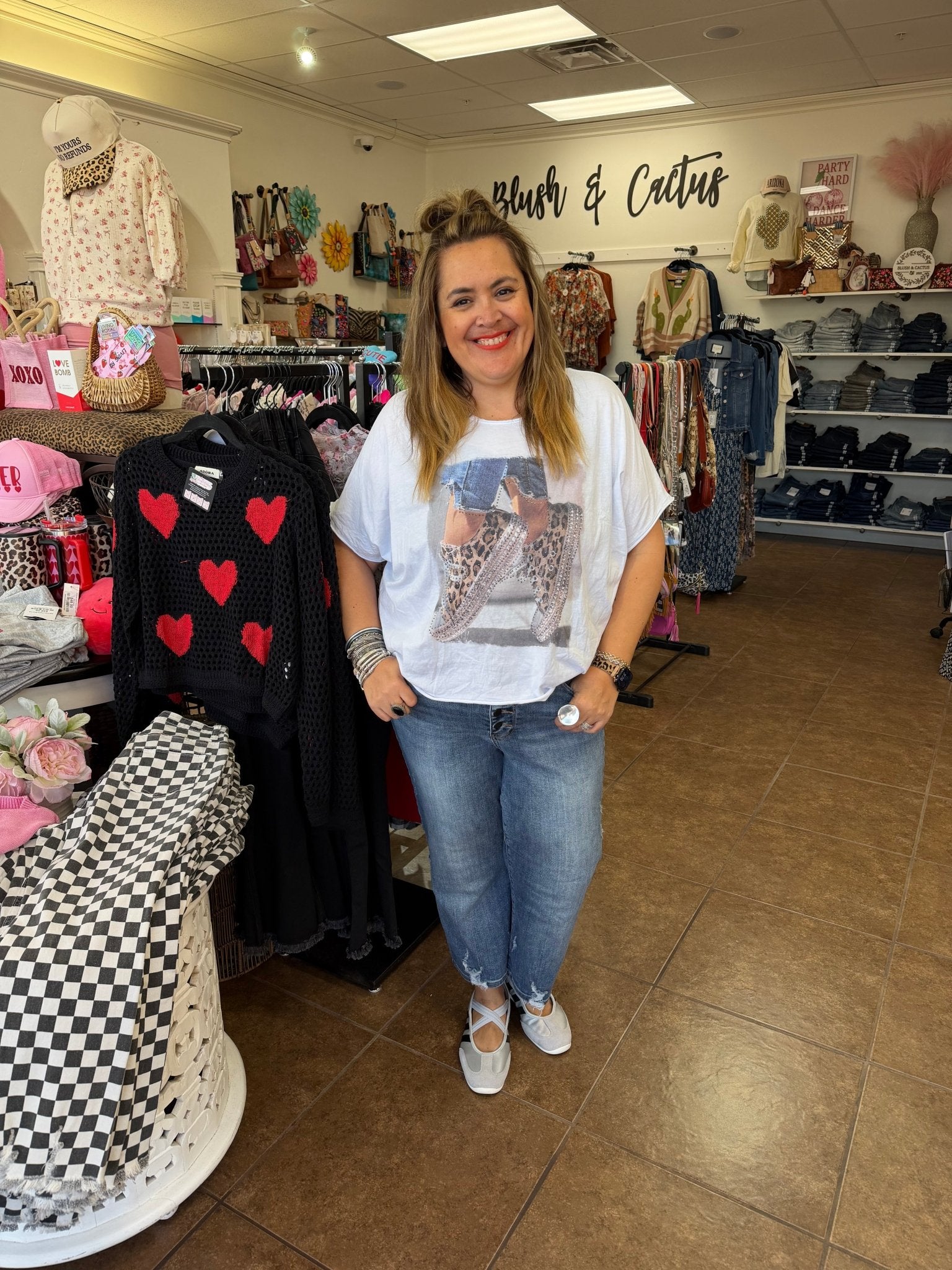 Leopard Luxe Sneaker Tee - Blush & Cactus