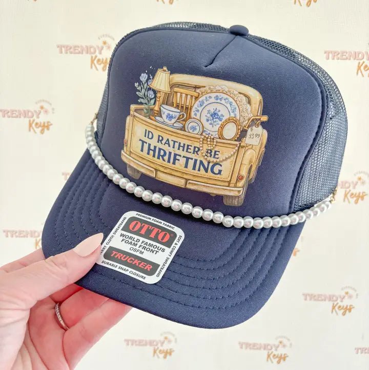I'd Rather Be Thrifting Trucker Hat - Blush & Cactus