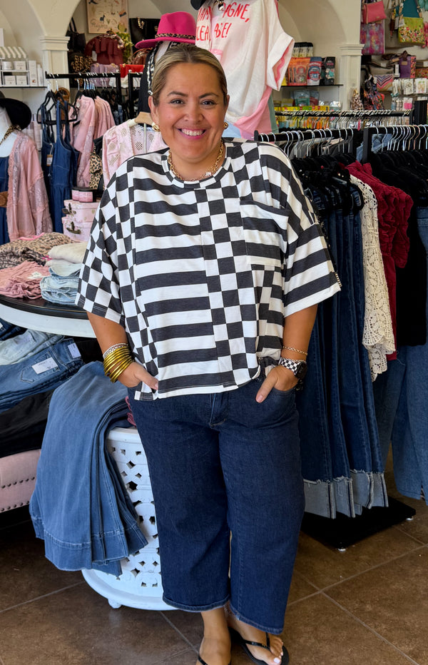 Checkered & Stripe Top