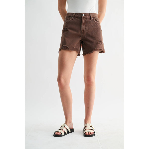 MICA RIGID BOYFRIEND MIDI SHORTS - Blush & Cactus
