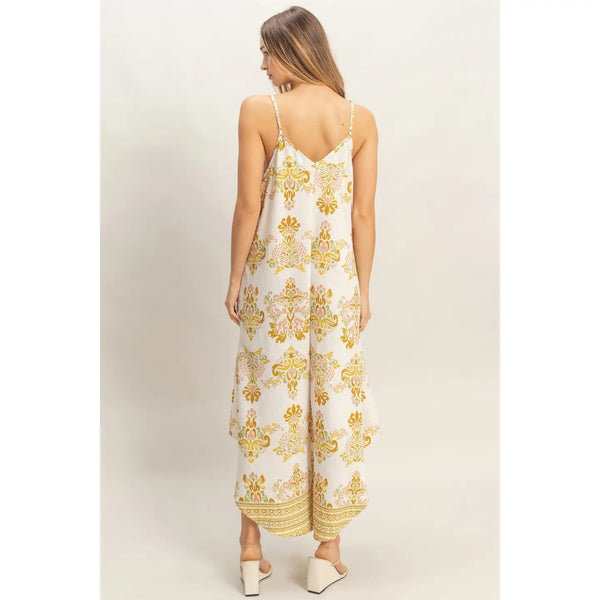 Floral Print Spaghetti Jumpsuit - Blush & Cactus