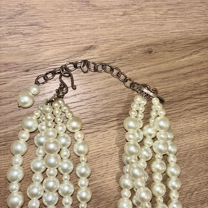 5 Strand Pearl Turquoise Cross Necklace
