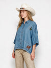 Western Cowboy Embroidered Tencel Shirt