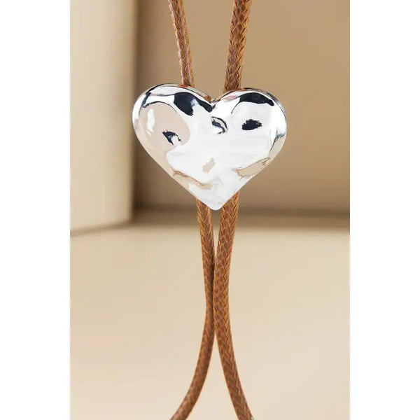 Heart Bolo Pendant Cord Necklace - Blush & Cactus