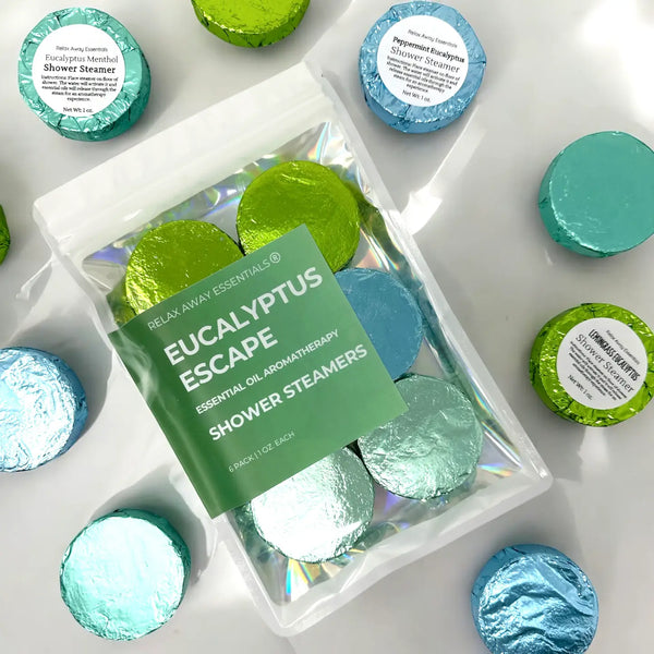 Eucalyptus Escape Shower Steamers 6 Pack - Made in USA - Spa - Blush & Cactus