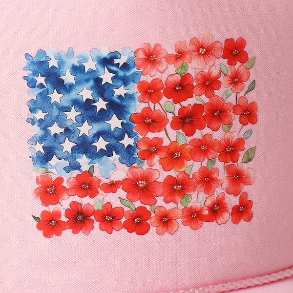 Floral USA Flag Foam Trucker Hat