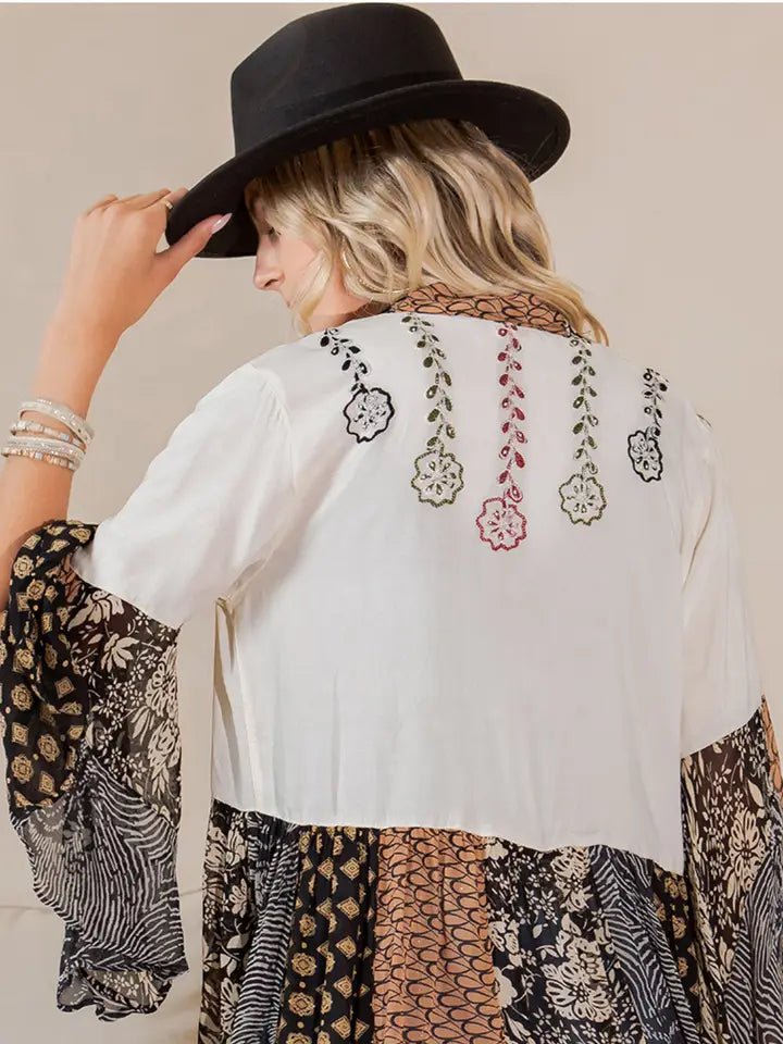 Natural Bohemian : Embroidered Short Shrug - Blush & Cactus