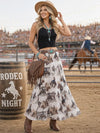 Cowboy Print Lined Full Mesh Skirt