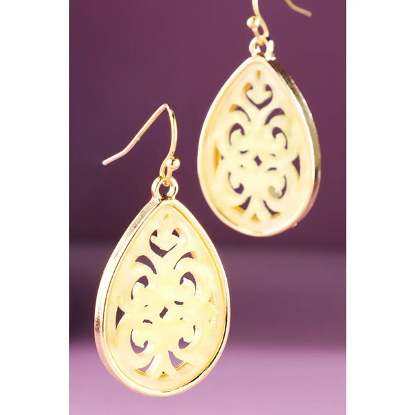 Teardrop Filigree Earrings - Blush & Cactus