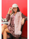 Sherpa Suede Boho Vest w/ Faux Fur - Blush & Cactus
