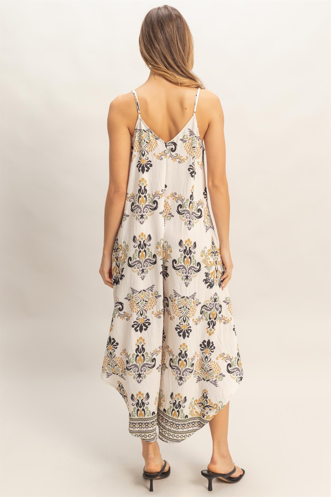 Floral Print Spaghetti Jumpsuit