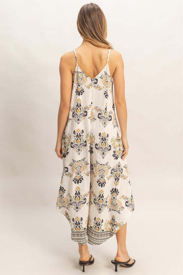 Floral Print Spaghetti Jumpsuit